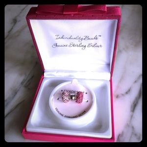 Sterling Silver Bracelet Bead Charms Pink Crystal